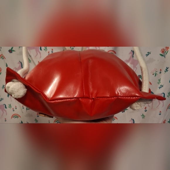 EUC IF Bags Italy Red Smooth Sustainable Vegan Eco-Leather Drawstring Backpack main image 7
